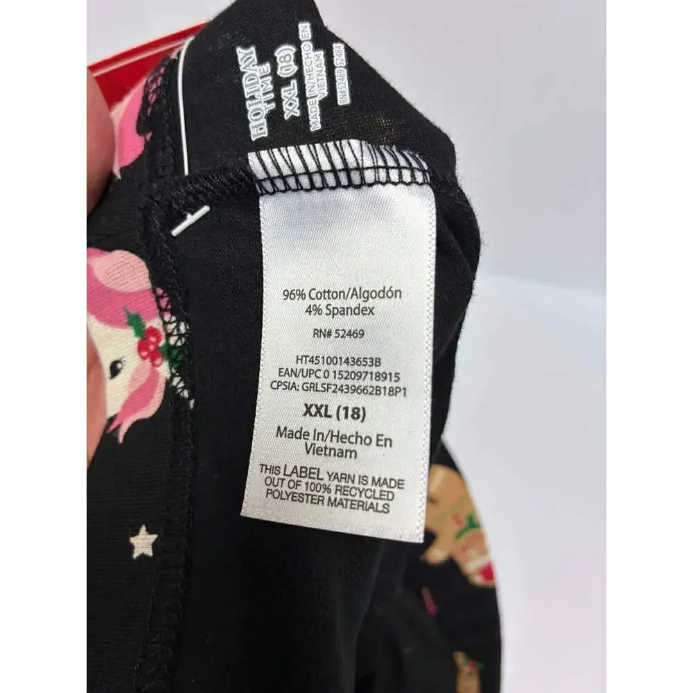 Holiday Time Girls Christmas Fair Isle & Unicorns Dogs Print‎ Leggings XXL